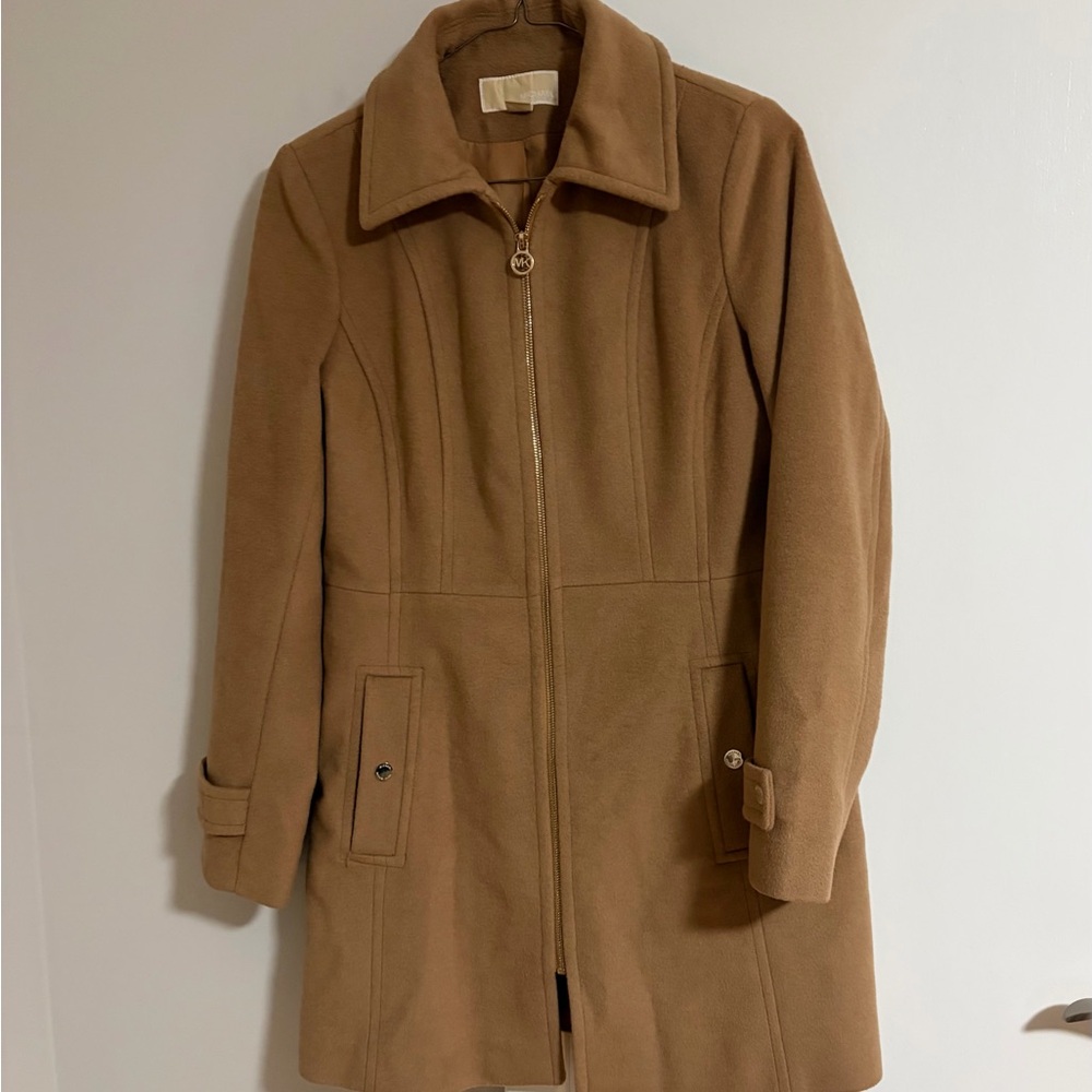 Michael Kors Womens M Camel Wool Blend Overcoat